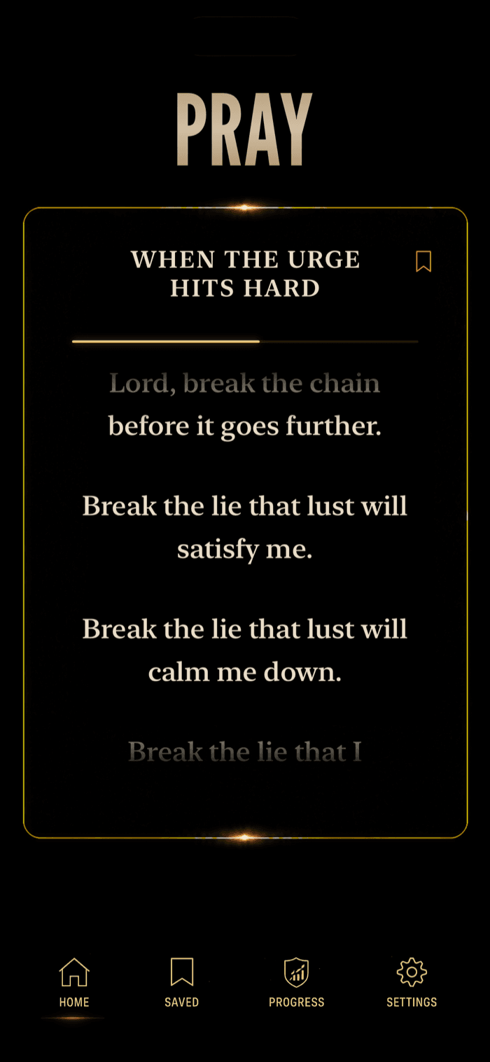 PrayBreak PRAY step — the guided prayer When the Urge Hits Hard